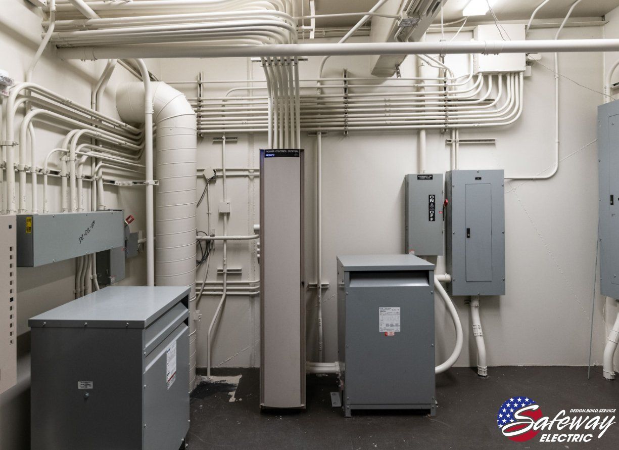 Electrical room with switchgear Safeway Electric installed at Calvary Chapel Chino Hills