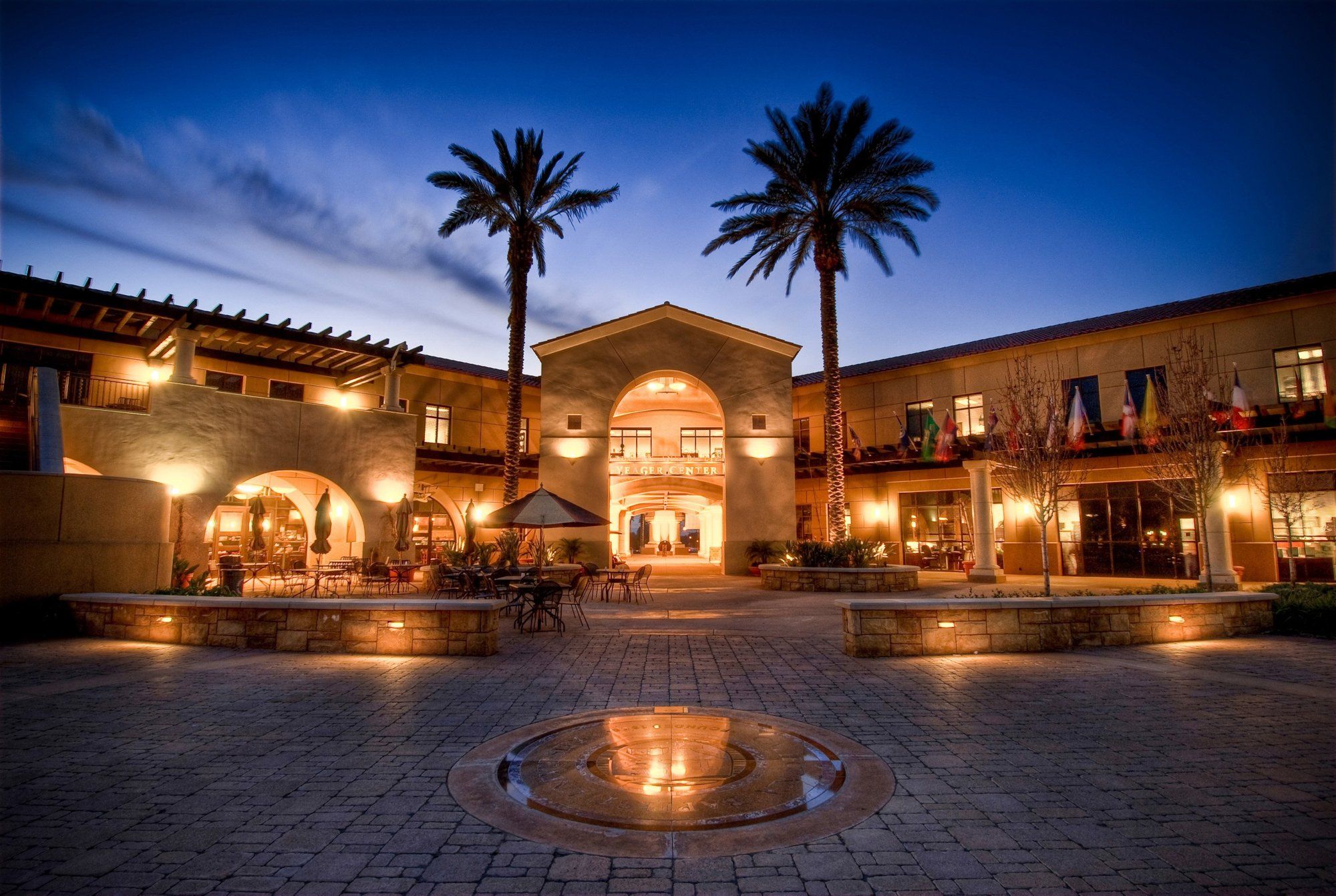 California Baptist University campus in Riverside at dusk, a Safeway Electric project